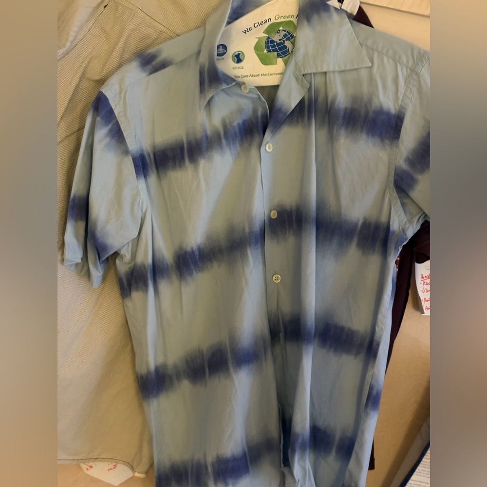 Vintage. Blue Tie-Dye Button-Up Shirt. Size Medium. By ‘ A Sport’. Spain Made